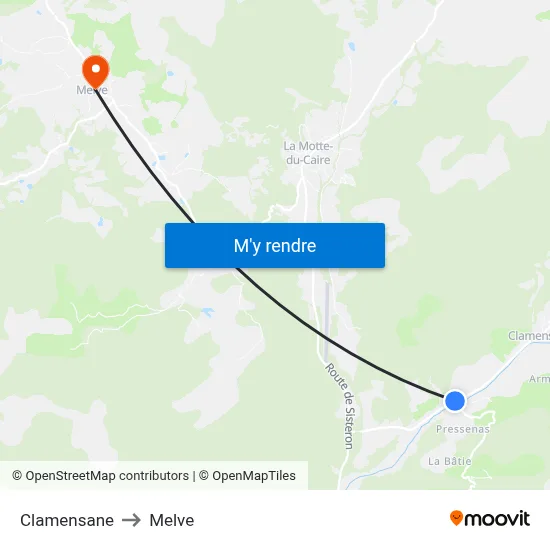 Clamensane to Melve map