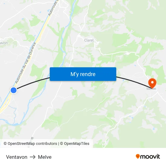 Ventavon to Melve map