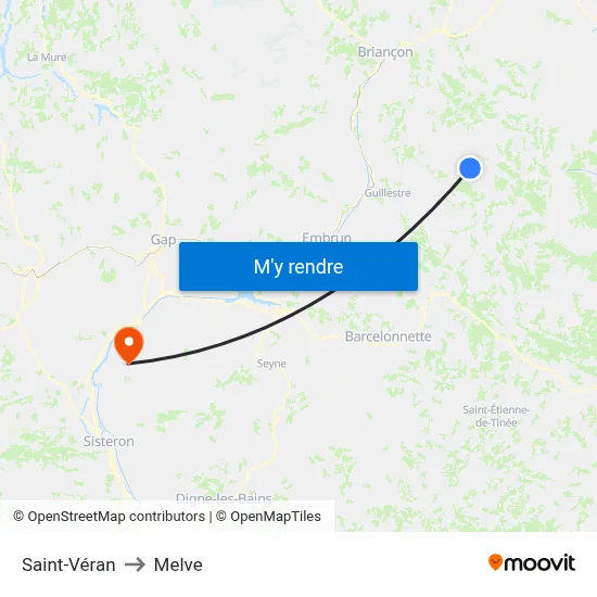 Saint-Véran to Melve map