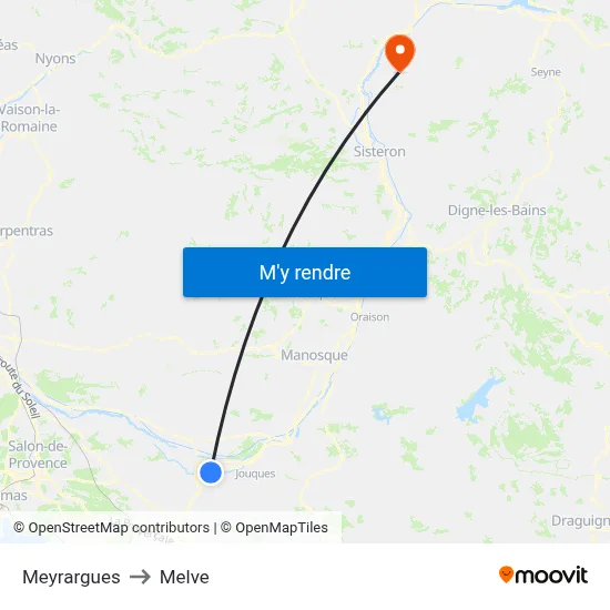 Meyrargues to Melve map