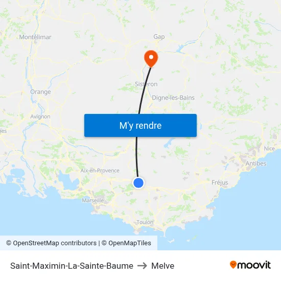 Saint-Maximin-La-Sainte-Baume to Melve map