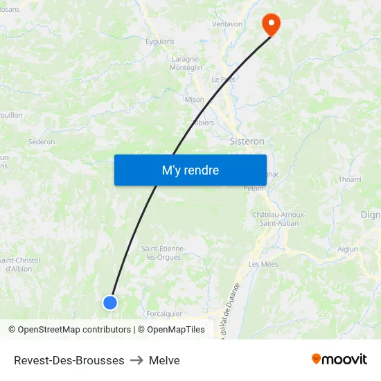 Revest-Des-Brousses to Melve map