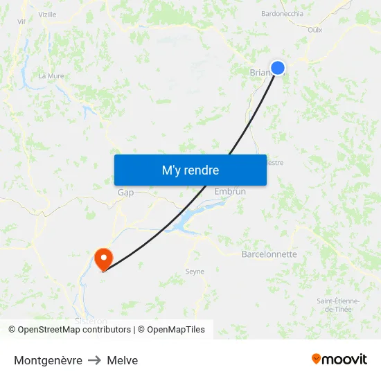 Montgenèvre to Melve map