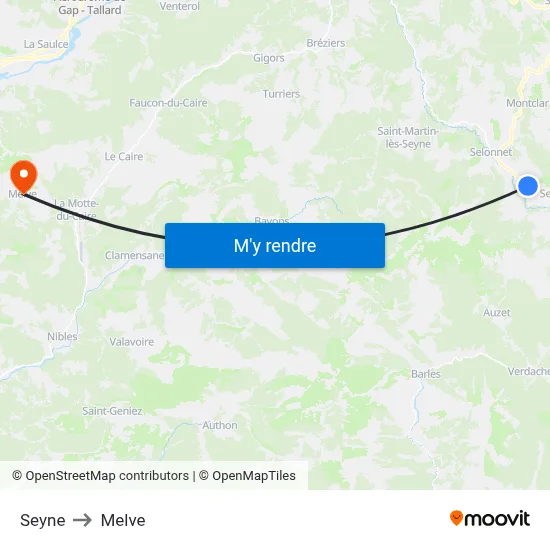 Seyne to Melve map