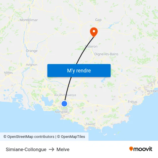 Simiane-Collongue to Melve map