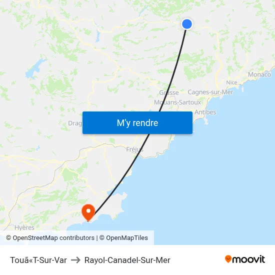 Touã«T-Sur-Var to Rayol-Canadel-Sur-Mer map