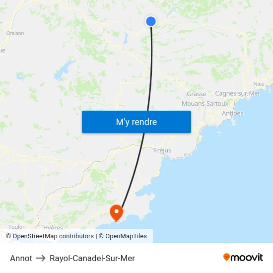 Annot to Rayol-Canadel-Sur-Mer map