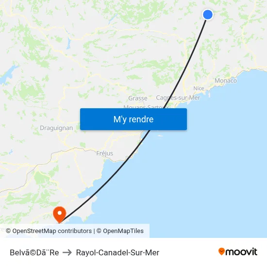 Belvã©Dã¨Re to Rayol-Canadel-Sur-Mer map