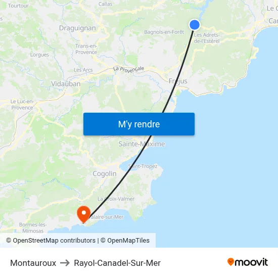 Montauroux to Rayol-Canadel-Sur-Mer map