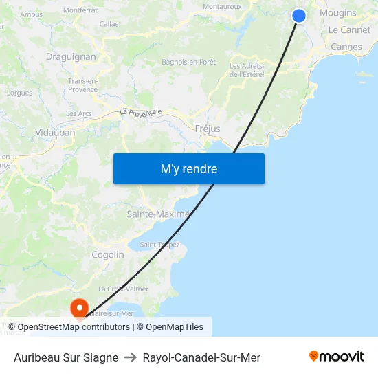 Auribeau Sur Siagne to Rayol-Canadel-Sur-Mer map