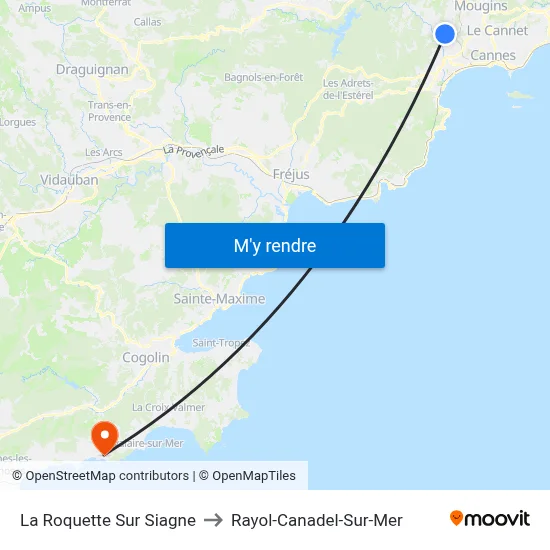 La Roquette Sur Siagne to Rayol-Canadel-Sur-Mer map