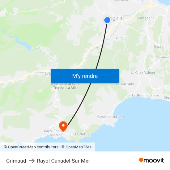 Grimaud to Rayol-Canadel-Sur-Mer map