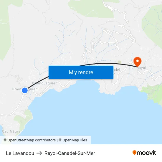 Le Lavandou to Rayol-Canadel-Sur-Mer map