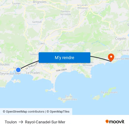 Toulon to Rayol-Canadel-Sur-Mer map