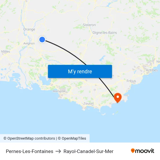 Pernes-Les-Fontaines to Rayol-Canadel-Sur-Mer map