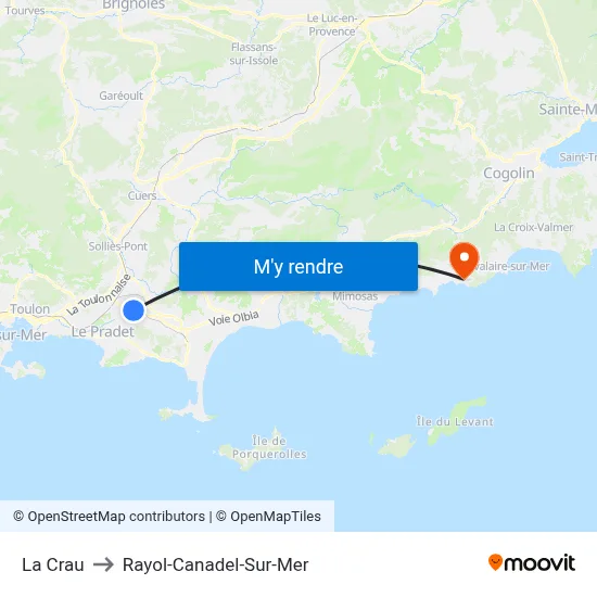 La Crau to Rayol-Canadel-Sur-Mer map