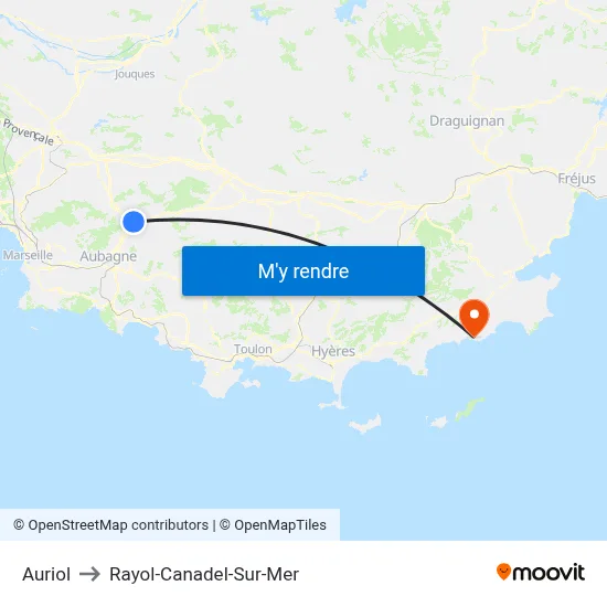 Auriol to Rayol-Canadel-Sur-Mer map