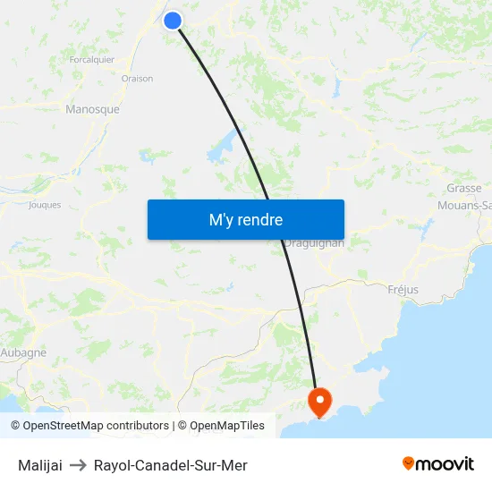 Malijai to Rayol-Canadel-Sur-Mer map
