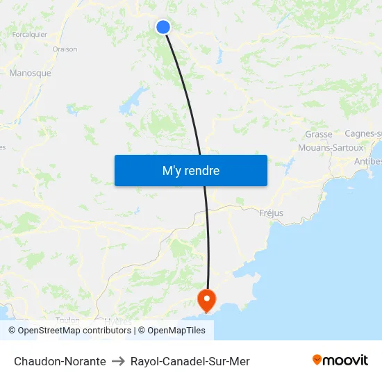 Chaudon-Norante to Rayol-Canadel-Sur-Mer map
