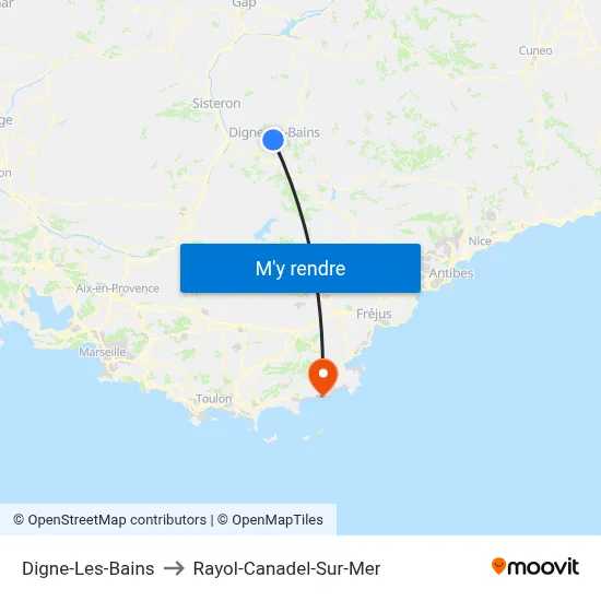 Digne-Les-Bains to Rayol-Canadel-Sur-Mer map