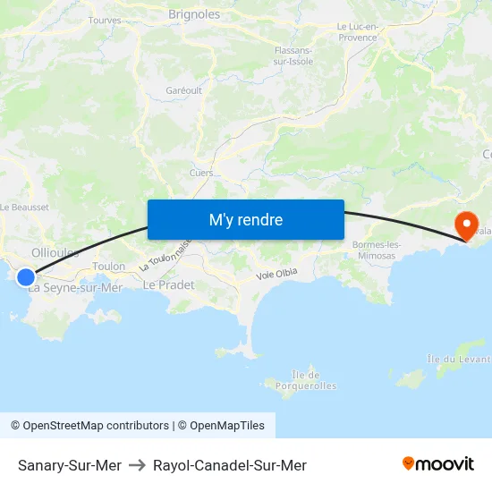 Sanary-Sur-Mer to Rayol-Canadel-Sur-Mer map