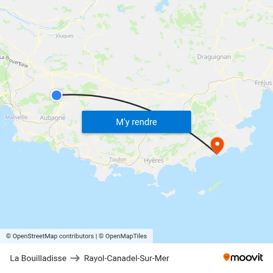 La Bouilladisse to Rayol-Canadel-Sur-Mer map