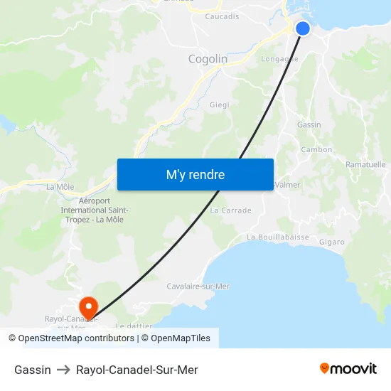 Gassin to Rayol-Canadel-Sur-Mer map