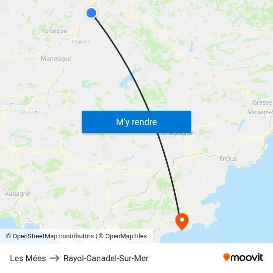 Les Mées to Rayol-Canadel-Sur-Mer map