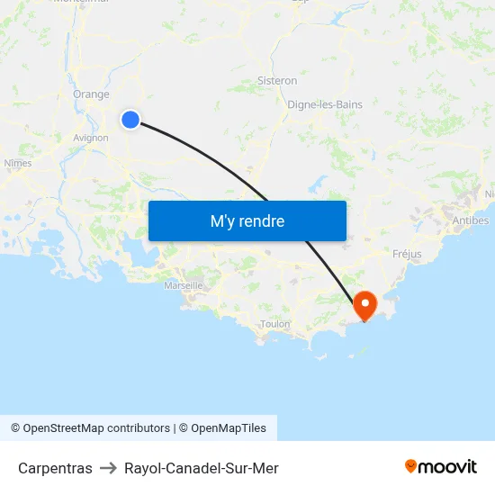 Carpentras to Rayol-Canadel-Sur-Mer map