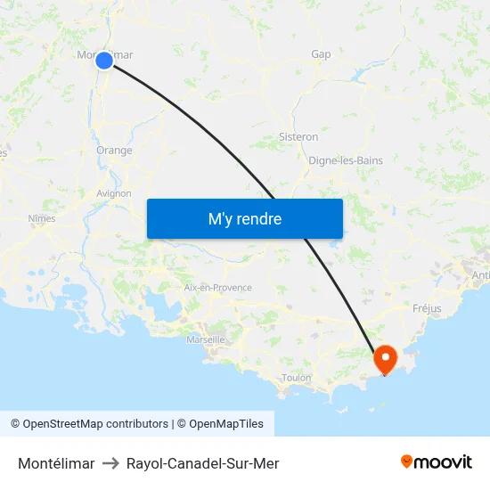 Montélimar to Rayol-Canadel-Sur-Mer map