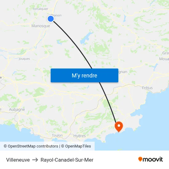 Villeneuve to Rayol-Canadel-Sur-Mer map