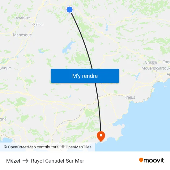 Mézel to Rayol-Canadel-Sur-Mer map