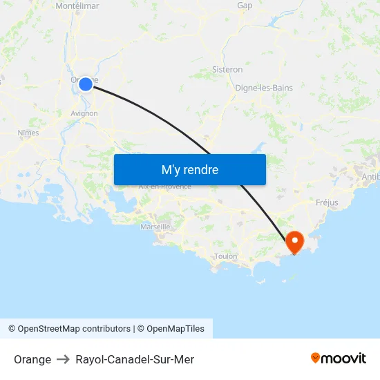 Orange to Rayol-Canadel-Sur-Mer map