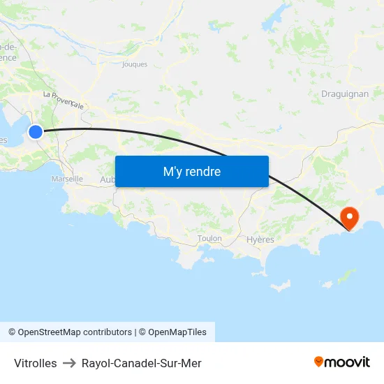 Vitrolles to Rayol-Canadel-Sur-Mer map