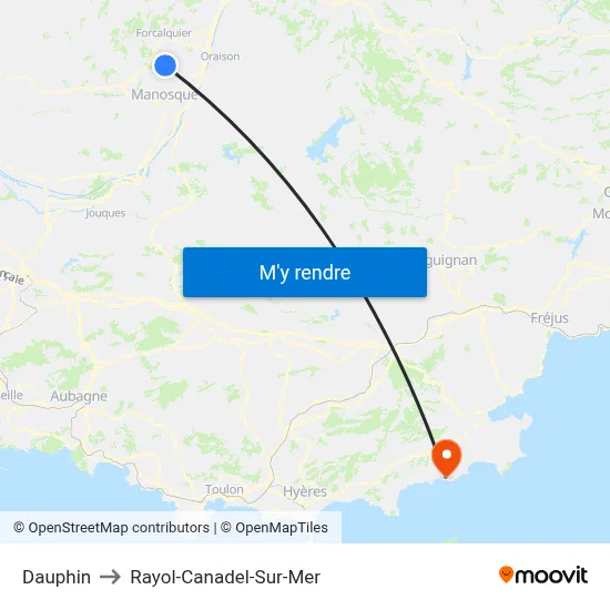 Dauphin to Rayol-Canadel-Sur-Mer map