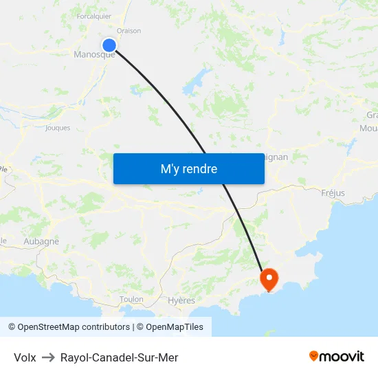 Volx to Rayol-Canadel-Sur-Mer map