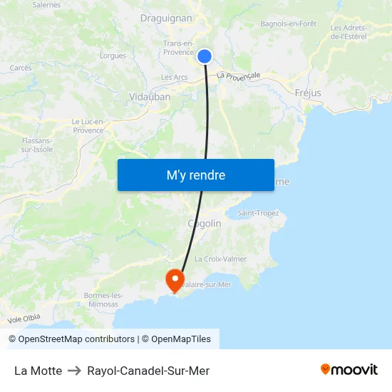 La Motte to Rayol-Canadel-Sur-Mer map