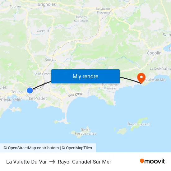 La Valette-Du-Var to Rayol-Canadel-Sur-Mer map