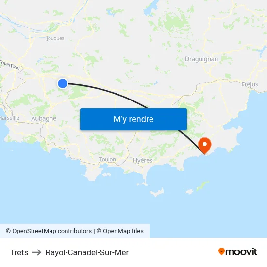 Trets to Rayol-Canadel-Sur-Mer map