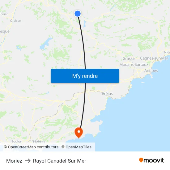 Moriez to Rayol-Canadel-Sur-Mer map