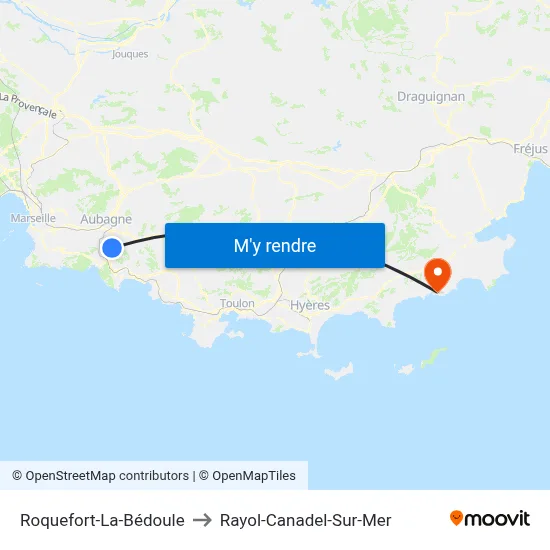 Roquefort-La-Bédoule to Rayol-Canadel-Sur-Mer map
