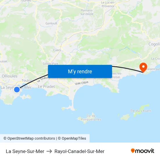 La Seyne-Sur-Mer to Rayol-Canadel-Sur-Mer map
