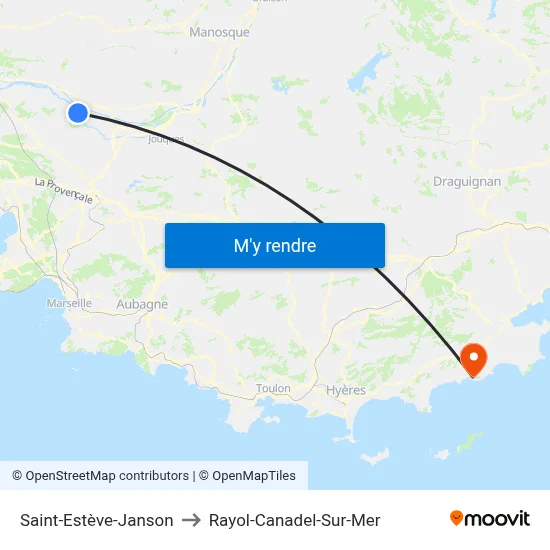 Saint-Estève-Janson to Rayol-Canadel-Sur-Mer map
