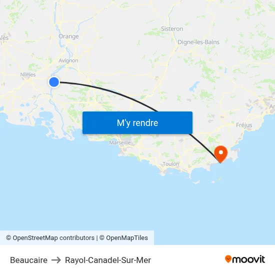 Beaucaire to Rayol-Canadel-Sur-Mer map
