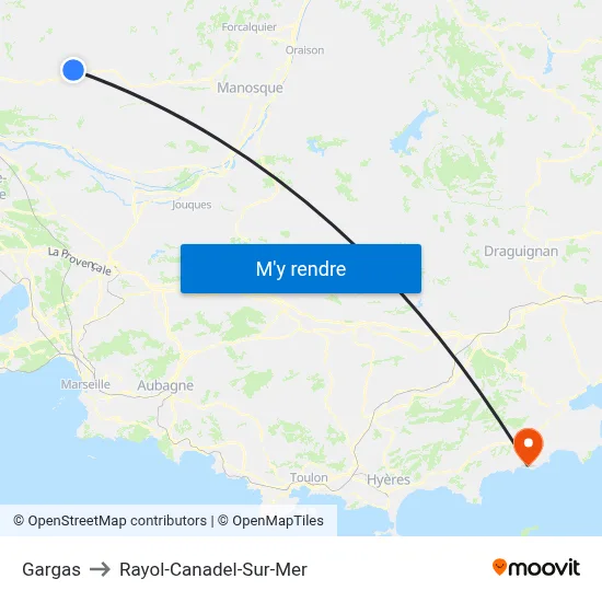 Gargas to Rayol-Canadel-Sur-Mer map
