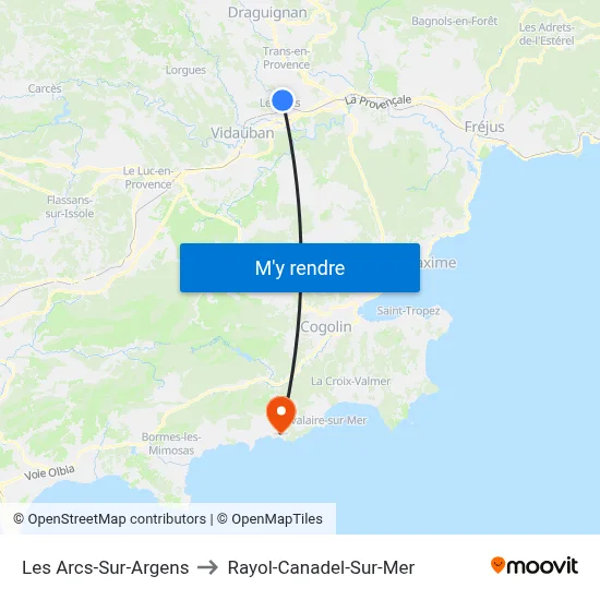 Les Arcs-Sur-Argens to Rayol-Canadel-Sur-Mer map