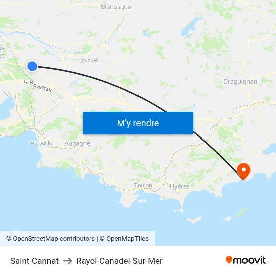 Saint-Cannat to Rayol-Canadel-Sur-Mer map