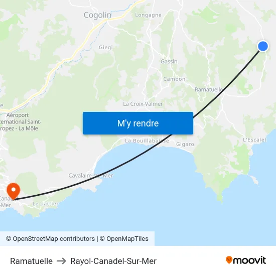 Ramatuelle to Rayol-Canadel-Sur-Mer map