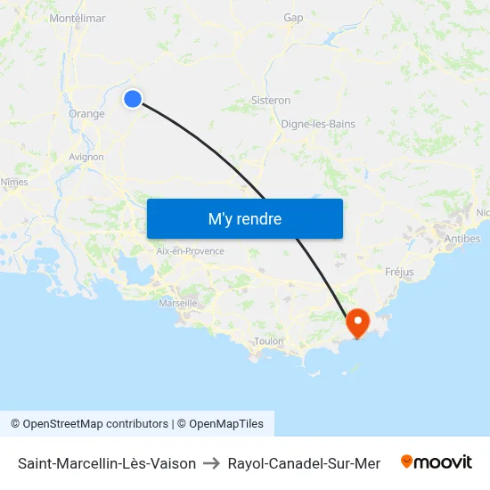 Saint-Marcellin-Lès-Vaison to Rayol-Canadel-Sur-Mer map