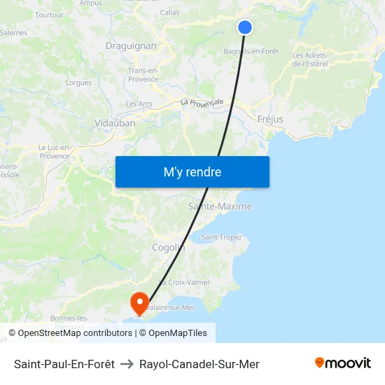 Saint-Paul-En-Forêt to Rayol-Canadel-Sur-Mer map